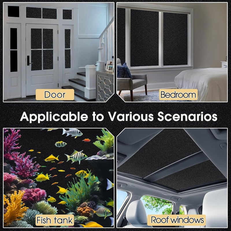 Coavas Blackout Frosted Window Privacy Film Total 100% Light Blocking Room Darkening Window Covering Sun Blocking Heat Control Tint Static Cling Glass Sticker (11.8 x 78.7 Inch, Blackout) - Image 5