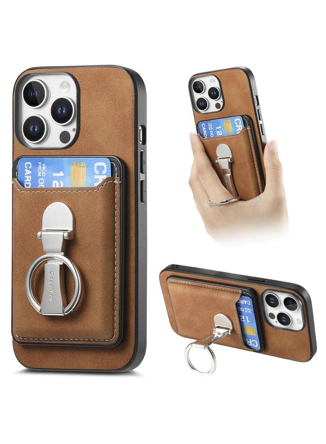 Zaboon Case For iPhone 13 Pro Max Retro Folding Ring Holder Card Bag MagSafe Phone Case - Image 1