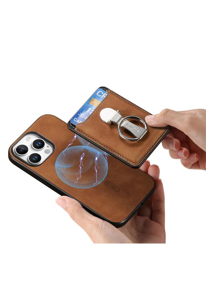 Zaboon Case For iPhone 13 Pro Max Retro Folding Ring Holder Card Bag MagSafe Phone Case - Image 4