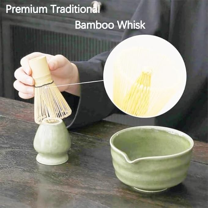 Unity Matcha Tea Set  Matcha Whisk And Bowl Matcha Scoop  Matcha Whisk Stand Chasen Holder  4Pc Perfect Matcha Kit For Matcha Tea CeremonyGreen - Image 3