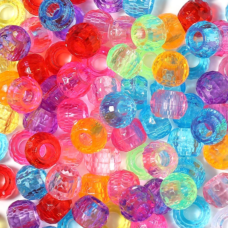 100Pcs Large Hole Beads, Colorful Onion Powder, Matte Barrel Pony Beads Section transparent color 