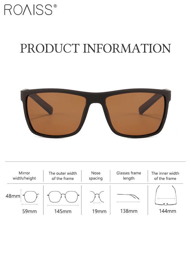 رويس نظارة شمسية مربعة مستقطبة للرجال قطعتين، نظارات قيادة كلاسيكية أنيقة، حماية من الأشعة فوق البنفسجية 400 مناسبة للرجال للقيادة والصيد وركوب الدراجات والجولف - Image 3