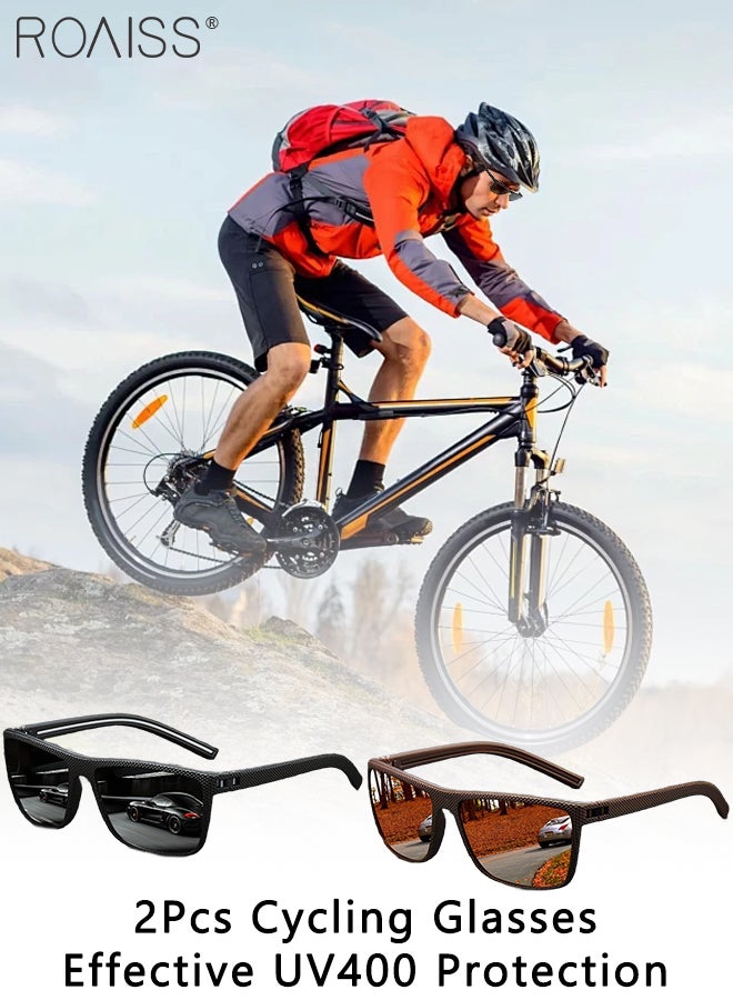 رويس نظارة شمسية مربعة مستقطبة للرجال قطعتين، نظارات قيادة كلاسيكية أنيقة، حماية من الأشعة فوق البنفسجية 400 مناسبة للرجال للقيادة والصيد وركوب الدراجات والجولف - Image 1