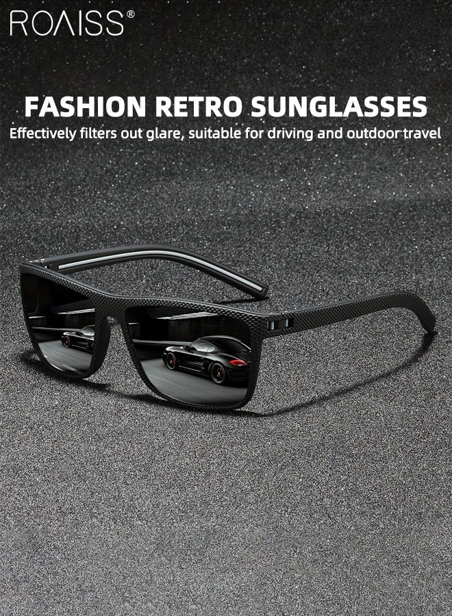 رويس نظارة شمسية مربعة مستقطبة للرجال قطعتين، نظارات قيادة كلاسيكية أنيقة، حماية من الأشعة فوق البنفسجية 400 مناسبة للرجال للقيادة والصيد وركوب الدراجات والجولف - Image 4