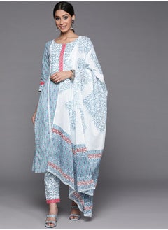 Libas All-Over Print Kurta and Trouser with Dupatta Set by Styli  - Image 1
