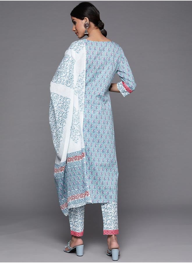 Libas - All-Over Print Kurta and Trouser with Dupatta Set by Styli - Image 1