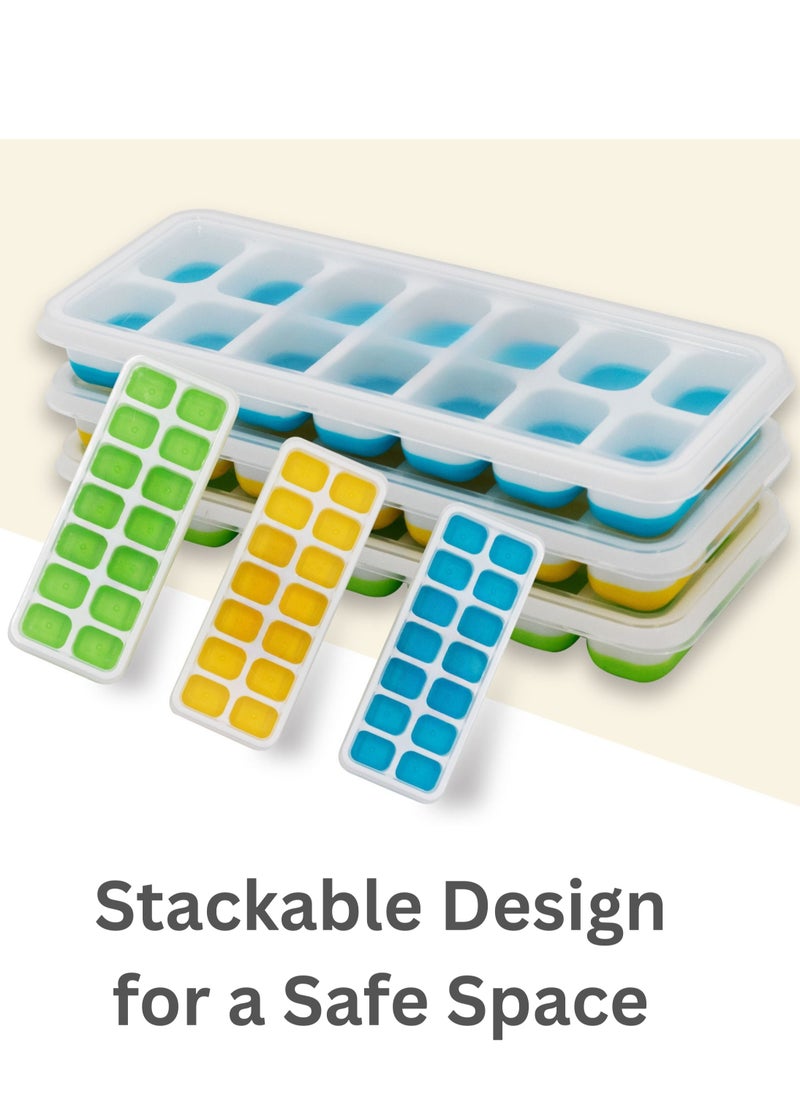 SARAOONT - 3 Piece Multi Grid Ice Cube Tray With Lid - Image 1