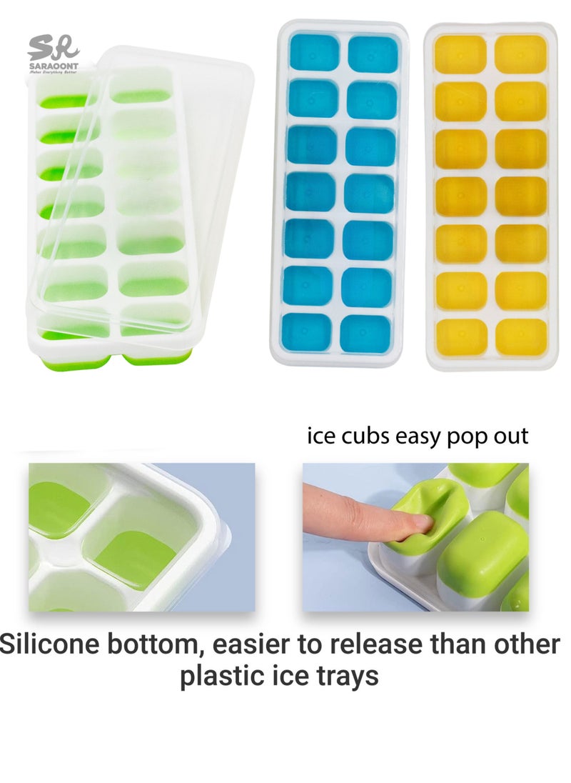 SARAOONT - 3 Piece Multi Grid Ice Cube Tray With Lid - Image 1