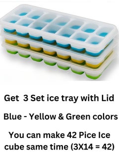 SARAOONT 3 Piece Multi Grid Ice Cube Tray With Lid  - Image 2