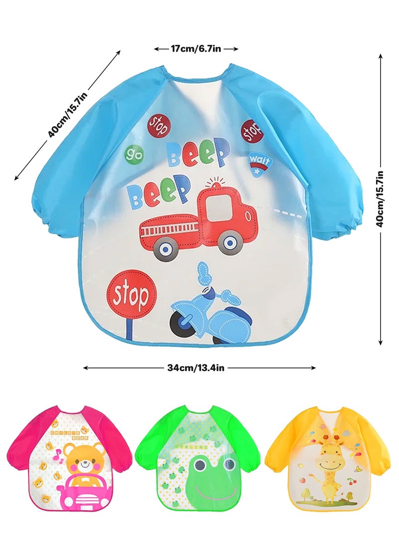 URbazaar 4 Pack Long Sleeve Baby Bibs, Waterproof Sleeved Bib Smock for Baby Toddler 6-36 Months  - Image 2