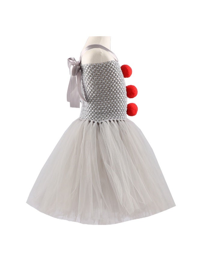 TAPIT Halloween Clown Dress Girl Clown Costume Tutu Dress Costume For Girls Children Clown Cosplay Costumes With Gloves And Red Hairpin 3 Pieces Of Set - Image 4