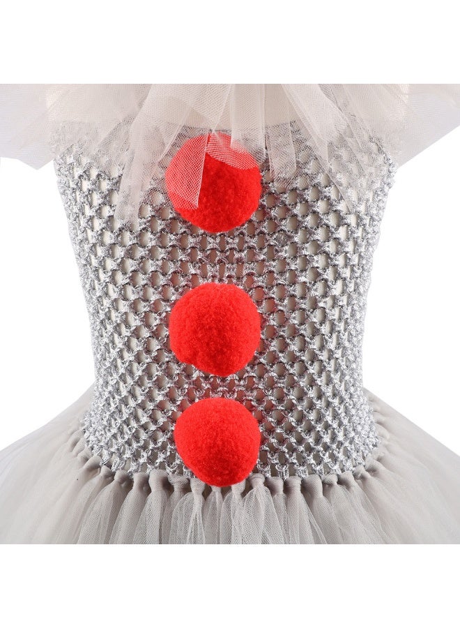 TAPIT Halloween Clown Dress Girl Clown Costume Tutu Dress Costume For Girls Children Clown Cosplay Costumes With Gloves And Red Hairpin 3 Pieces Of Set - Image 5