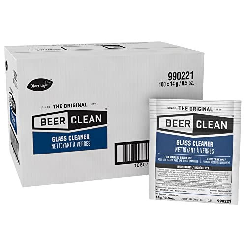 Diversey BEER CLEAN Diversey 990221 Glass Cleaner for Manual Brushing Portion Control Bar Glass Washing Powder Unscented Packet 05Ounce Pack of 100 - Image 1