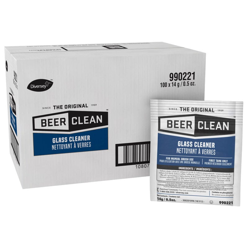 Diversey BEER CLEAN Diversey 990221 Glass Cleaner for Manual Brushing Portion Control Bar Glass Washing Powder Unscented Packet 05Ounce Pack of 100 - Image 2