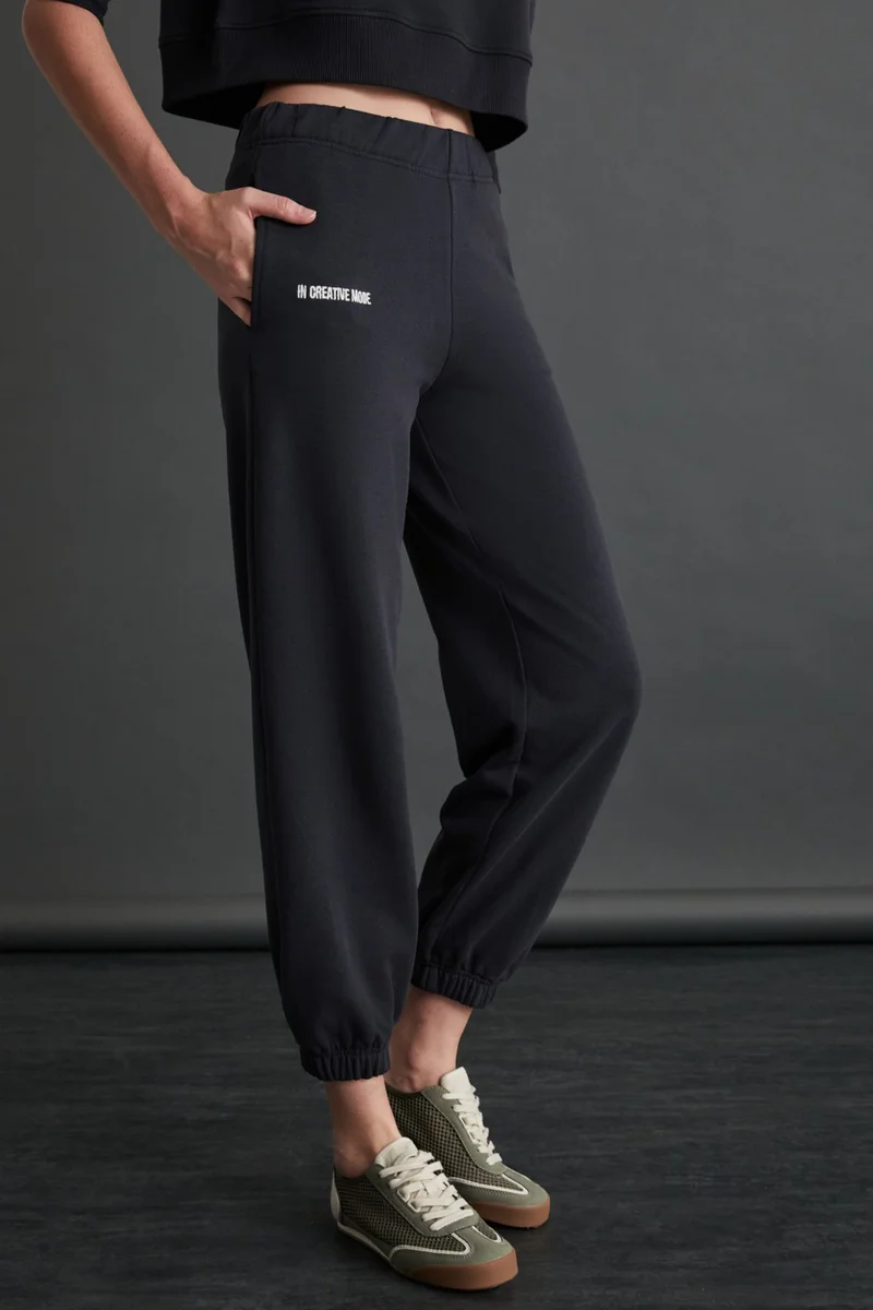 جريميلانج Grısell Women's 3 Thread Raised Organic Cotton Dark Anthracite Sweatpants