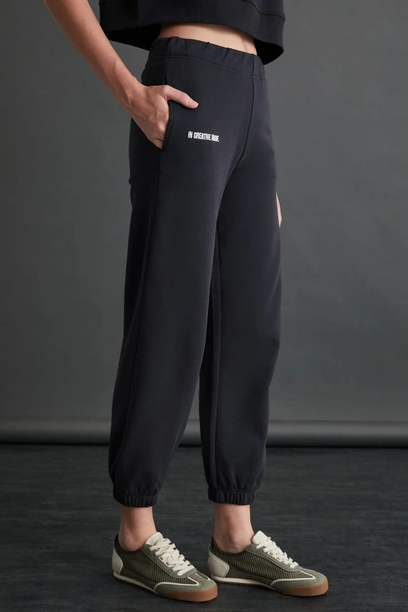 جريميلانج Grısell Women's 3 Thread Raised Organic Cotton Dark Anthracite Sweatpants