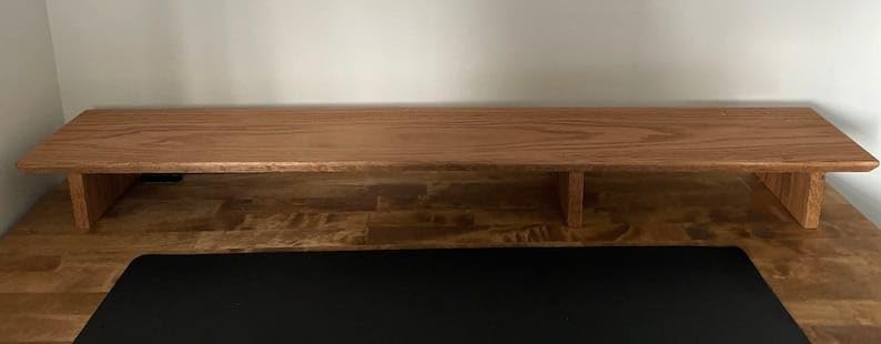 carpentray 100cm Long Wooden Computer Monitor Stand, Monitor Riser Desk Shelf Desktop Stand TV Laptop Riser (110cm Long) - Image 3