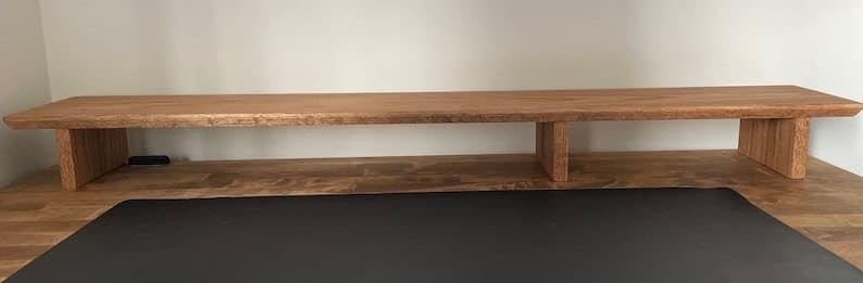carpentray 100cm Long Wooden Computer Monitor Stand, Monitor Riser Desk Shelf Desktop Stand TV Laptop Riser (110cm Long) - Image 4
