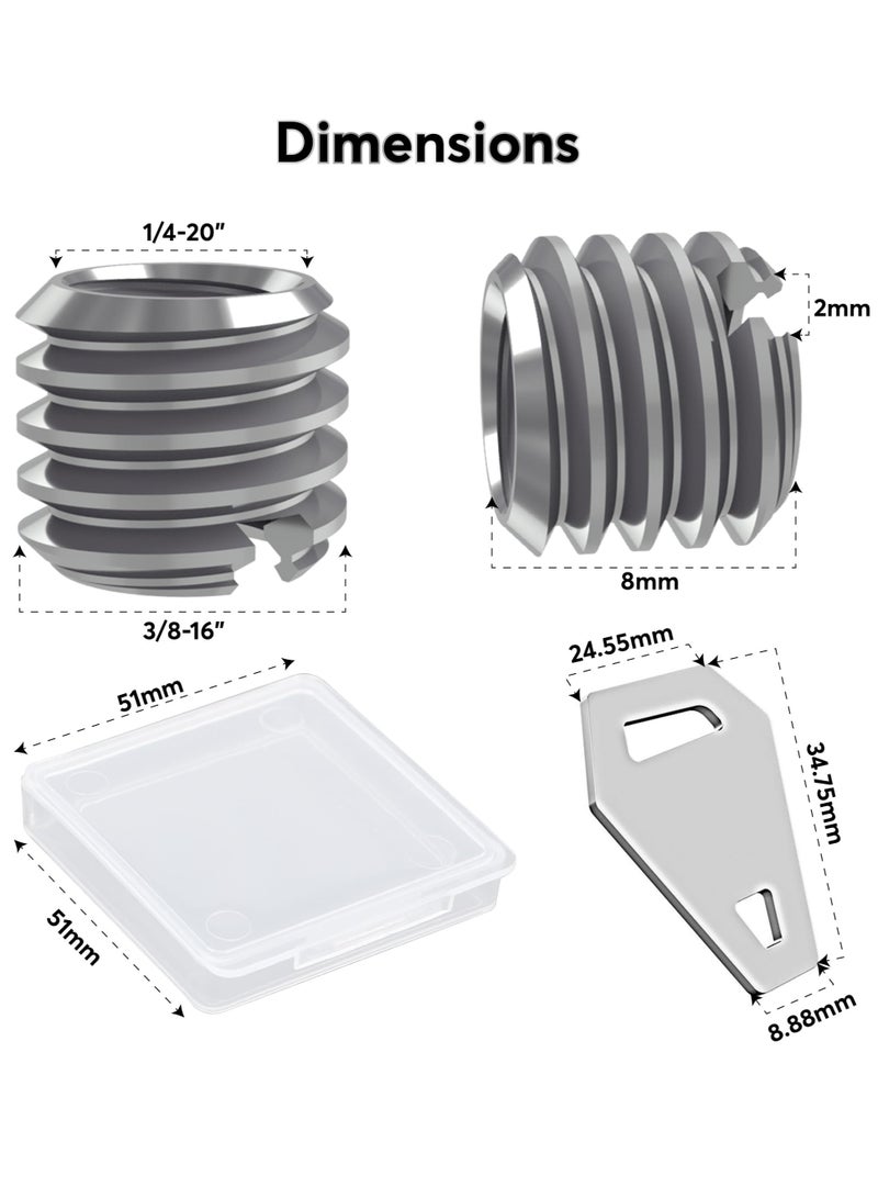 Stainless Steel 1/4 to 3/8 Camera Screw Adapter for Tripods Monopods and Ballheads Compatible with DSLR and SLR Cameras  - Image 2