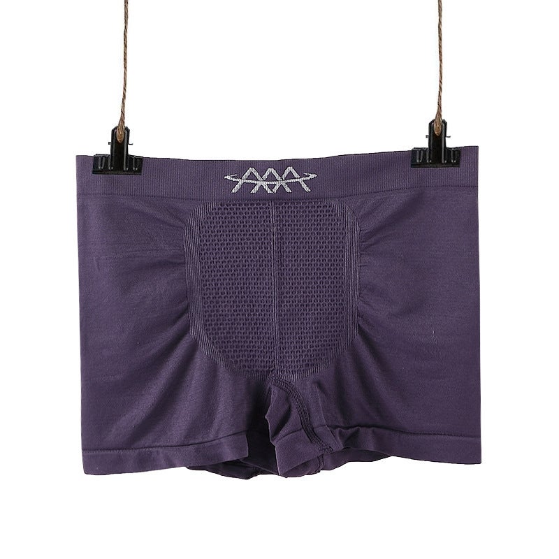 Independent packaging 5D Magic magnetic pants mens mid-waist underwear high elastic honeycomb underwear seamless breathable sweat-absorbing boxers Black - Image 2