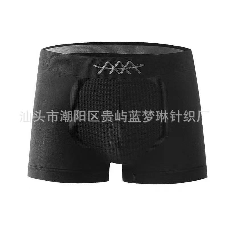 Independent packaging 5D Magic magnetic pants mens mid-waist underwear high elastic honeycomb underwear seamless breathable sweat-absorbing boxers Black - Image 1