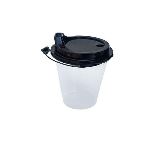 Amit Marketing Disposable Glasses with Leak-Proof Lids,Reusable Tumblers for Hot & Cold Beverages,Tea,Shakes,Mocktails |Spill-Proof for Parties,Home,Office & Events (Set of 25 Pcs,250 ml),Transparent - Image 1