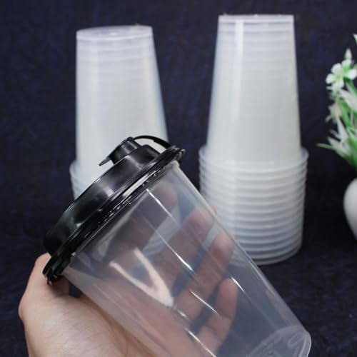 Amit Marketing Disposable Glasses with Leak-Proof Lids,Reusable Tumblers for Hot & Cold Beverages,Tea,Shakes,Mocktails |Spill-Proof for Parties,Home,Office & Events (Set of 25 Pcs,250 ml),Transparent - Image 5