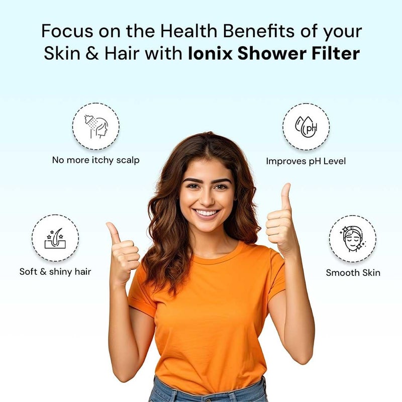 IONIX ضمان جهاز تنقية المياه IONIX لمدة سنة جهاز تنقية المياه العسر لرؤوس الصنابير والدش جهاز تنقية المياه للحمام 15 مرحلة لجهاز تنقية المياه العسر مع تركيب سهل ذاتي كروم عبوة من 1 - Image 4