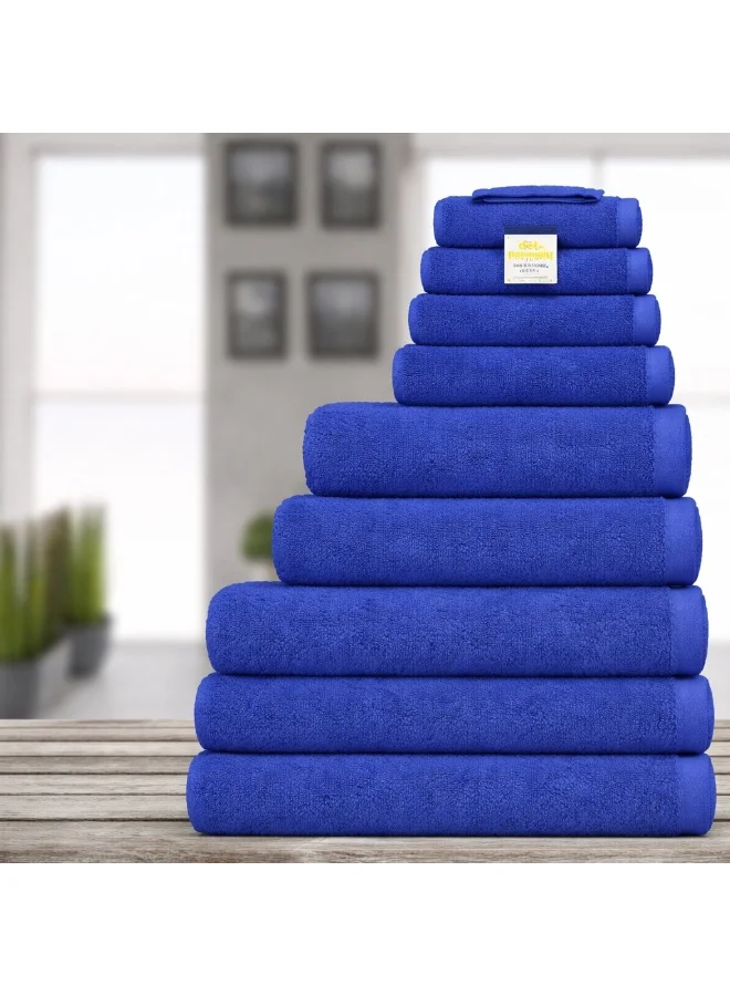 Bliss Casa Bliss Casa Indigo 100% Cotton 8 Piece Towel Set - 600 GSM 2 Bath Towels, 2 Hand Towels, 4 Washcloths - Hotel Towels Super Absorbent and Soft Bathroom Towels, Ideal Hotels and Restaurants