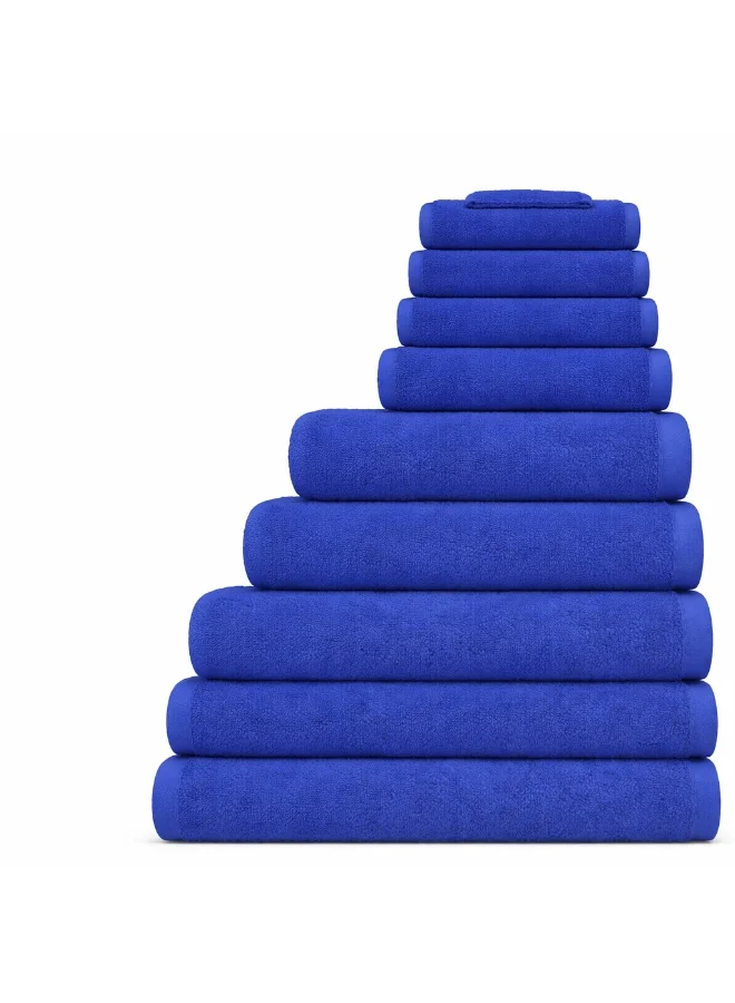 Bliss Casa Bliss Casa Indigo 100% Cotton 8 Piece Towel Set - 600 GSM 2 Bath Towels, 2 Hand Towels, 4 Washcloths - Hotel Towels Super Absorbent and Soft Bathroom Towels, Ideal Hotels and Restaurants