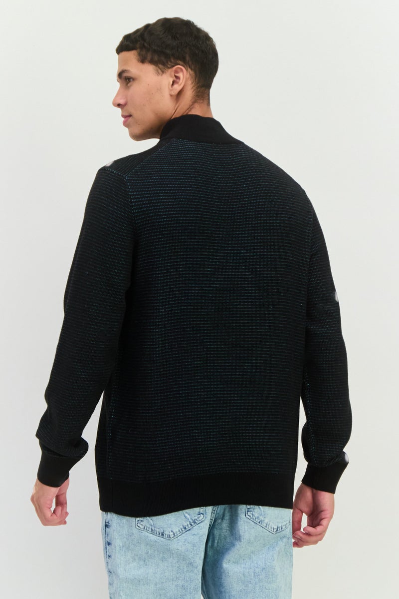 PERRY ELLIS سويت شيرت رجالي بأكمام طويلة و ياقة مرتفعة، أسود - Image 3