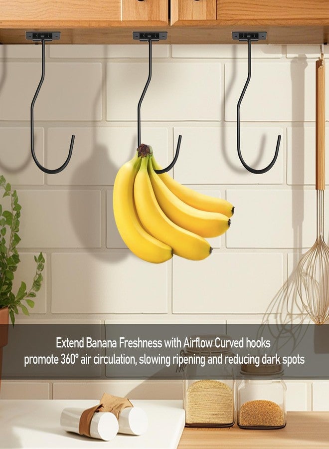 KIBBEH 4 Pack Banana Hanger Under Cabinet, Self-Adhesive Space-Saving Banana Hook Under Cabinet Foldable for Kitchen/RV, Heavy-Duty Metal Holder to Keep Bananas Fresh & Organize Fruits/Tools - Image 5