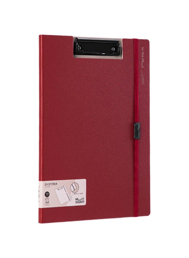 NUSIGN Deli Nusign A4 Vertical Folding Clipboard, Conference Folder, Thickened File Folder, Colorful Document Folder, File Storage Contract Signing Office Supplies, Nirvana Red Ns180 - Image 3