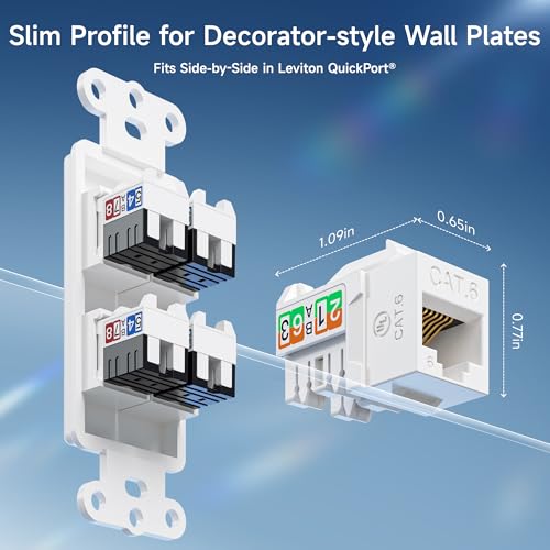 Cable Matters [UL Listed] 25-Pack 10Gbps Rapid-Install Cat6 Keystone Jacks, Slim Profile RJ45 Keystone Jack with Punch-Down Stand, Works with Leviton QuickPort Systems, White (Model No. 180070) - Image 3