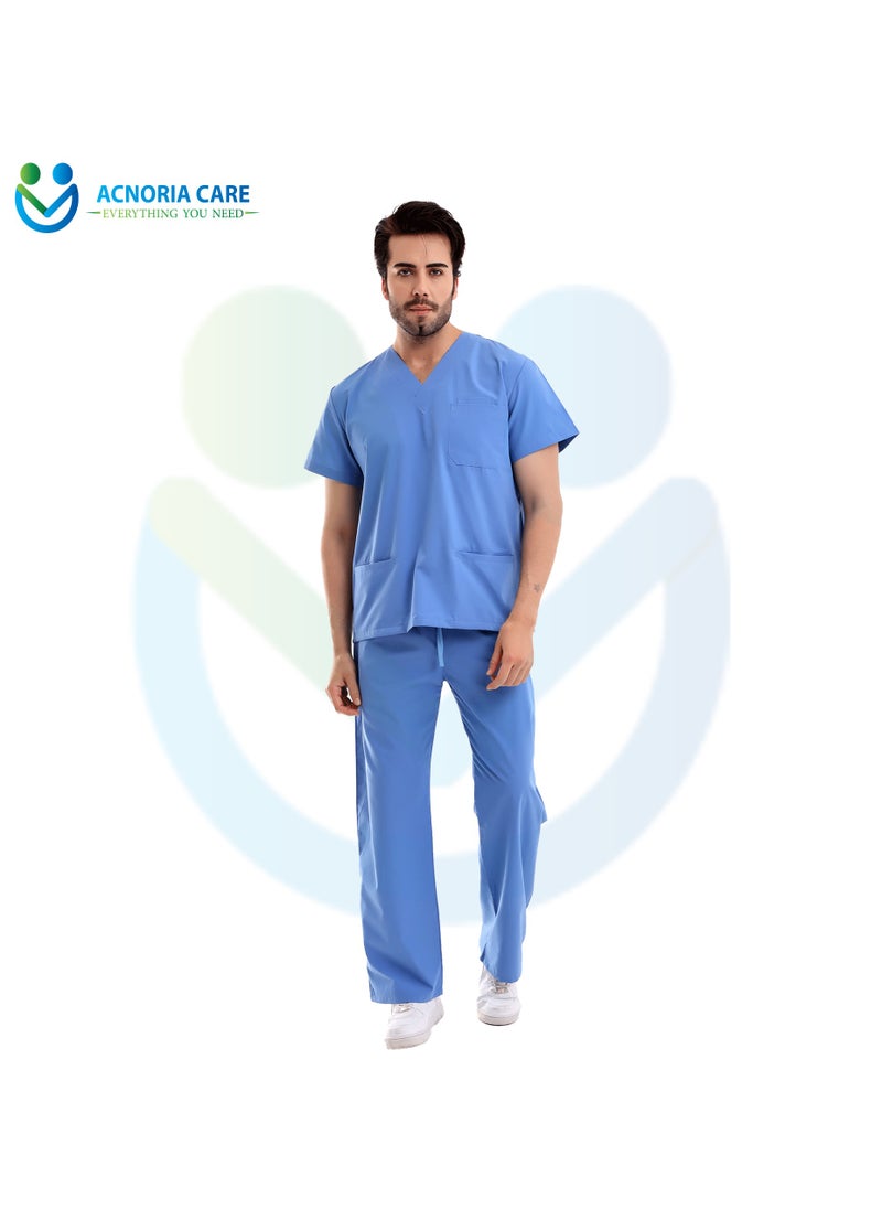 ACNORIA CARE - Men's Medical Scrubs Consisting Of Two Pieces A Blouse And Pants, 35% Cotton 65% Polyester Blue Color - Size XL - From Acnoria Care - Image 1