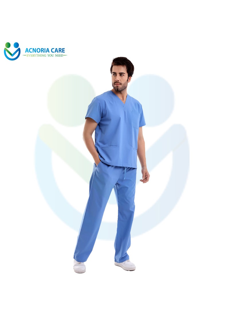 ACNORIA CARE - Men's Medical Scrubs Consisting Of Two Pieces A Blouse And Pants, 35% Cotton 65% Polyester Blue Color - Size XL - From Acnoria Care - Image 1