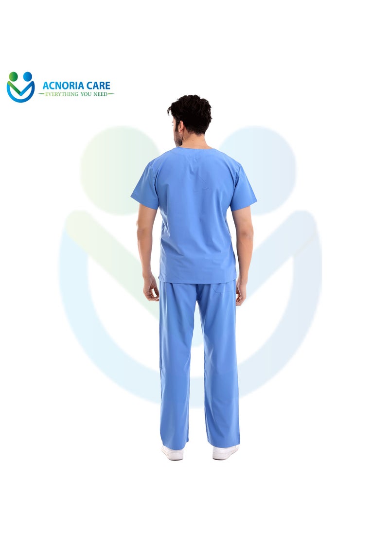 ACNORIA CARE - Men's Medical Scrubs Consisting Of Two Pieces A Blouse And Pants, 35% Cotton 65% Polyester Blue Color - Size XL - From Acnoria Care - Image 1