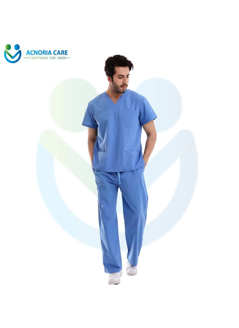 ACNORIA CARE - Men's Medical Scrubs Consisting Of Two Pieces A Blouse And Pants, 35% Cotton 65% Polyester Blue Color - Size XL - From Acnoria Care - Image 1