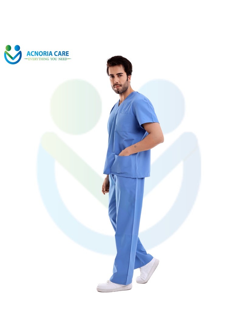 ACNORIA CARE - Men's Medical Scrubs Consisting Of Two Pieces A Blouse And Pants, 35% Cotton 65% Polyester Blue Color - Size XL - From Acnoria Care - Image 1