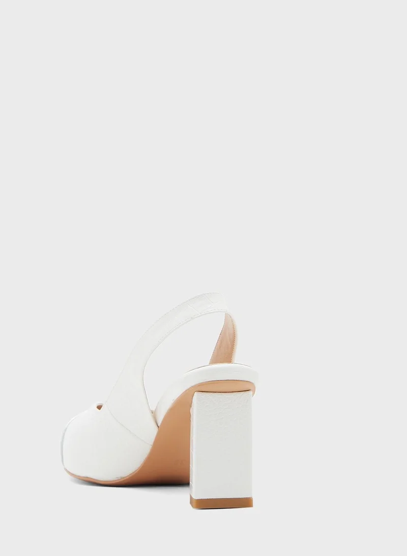 Khizana Croc Effect Metallic Toe Pointed Pump