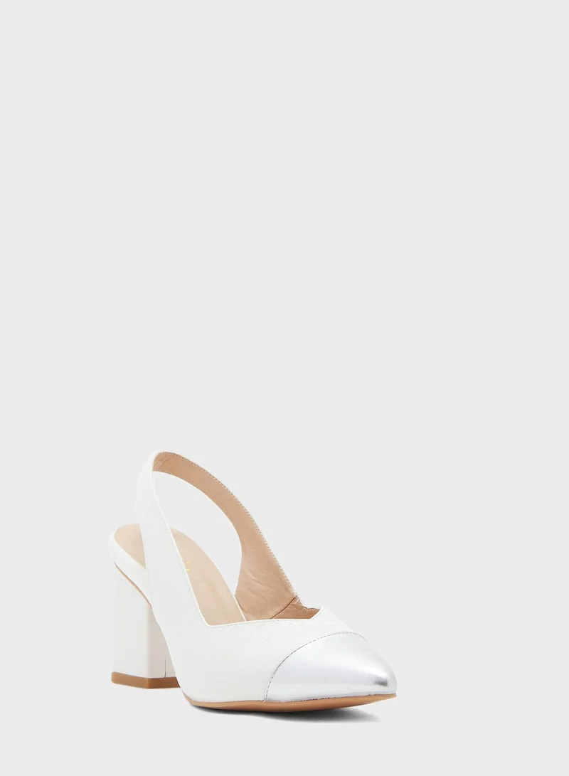 Khizana Croc Effect Metallic Toe Pointed Pump