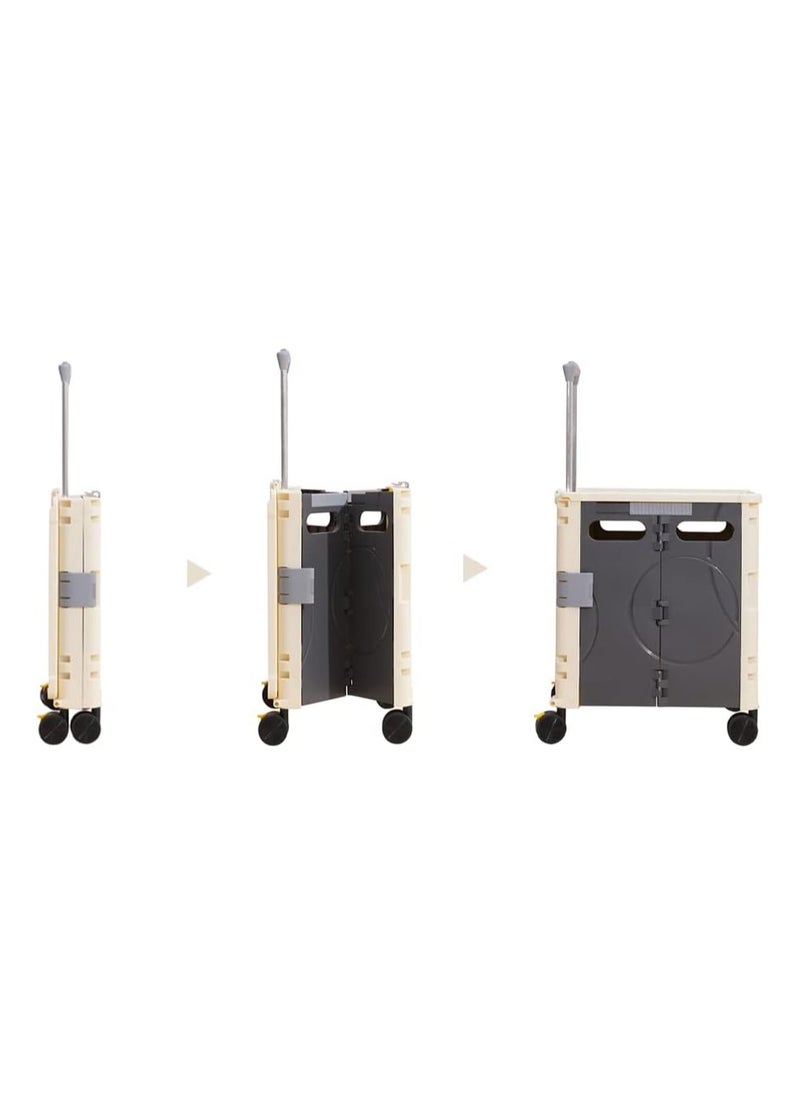 BLOOMING TIME - Folding Rolling Utility Cart with Wheels, Noiseless & Wear-Resistant Shopping Trolley, Telescopic Handle for Office, Travel, Picnic, Grocery - Image 1