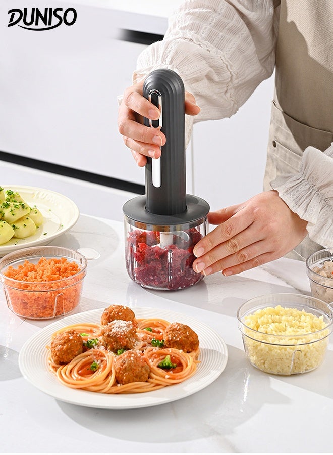 DUNISO Multifunctional Rechargeable Handheld Blender Powerful Electric Stick Meat Grinder with 4 Bowls Immersion Handheld Blender Portable Wireless Electric Food Processor for Meat, Baby Food and Smoothies - Image 1