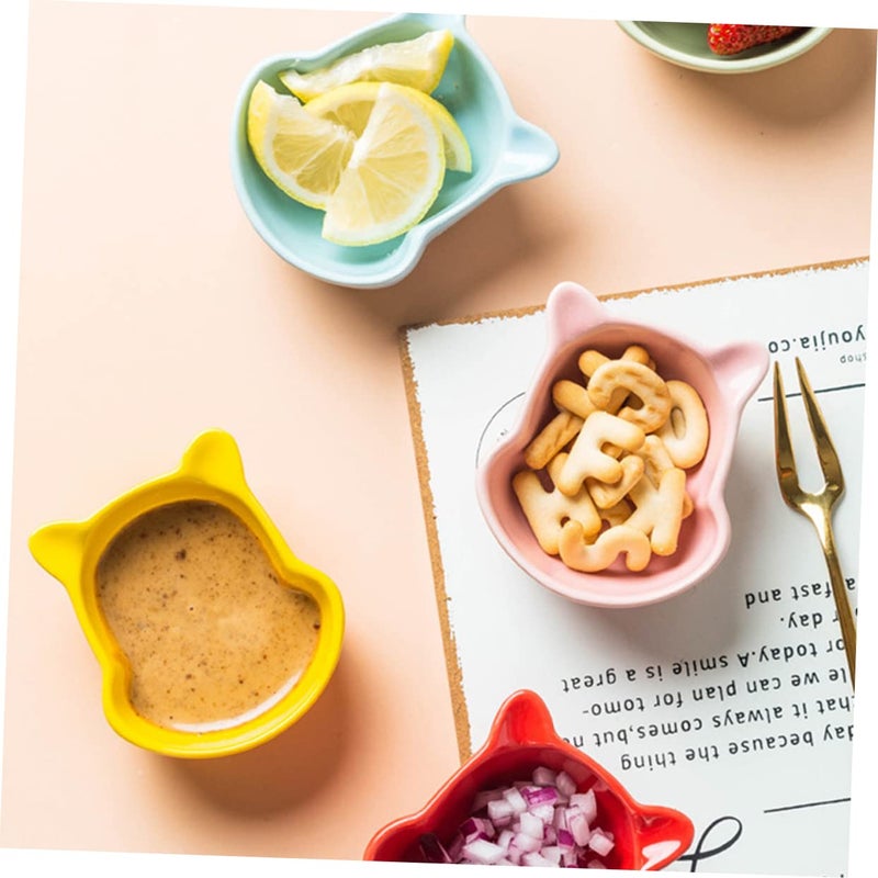 Bear Shaped Ceramic Sauce Plates 6pcs Mini Seasoning Dishes For Dipping Sauce - Image 3