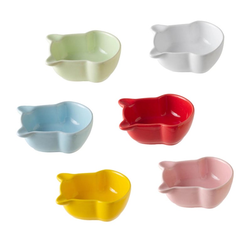Bear Shaped Ceramic Sauce Plates 6pcs Mini Seasoning Dishes For Dipping Sauce - Image 2