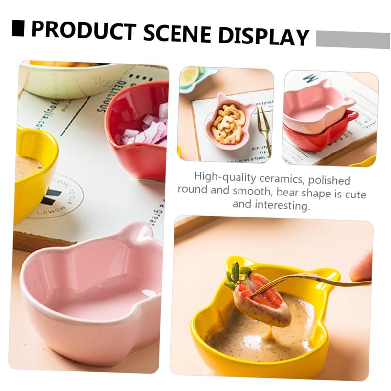 Bear Shaped Ceramic Sauce Plates 6pcs Mini Seasoning Dishes For Dipping Sauce - Image 4