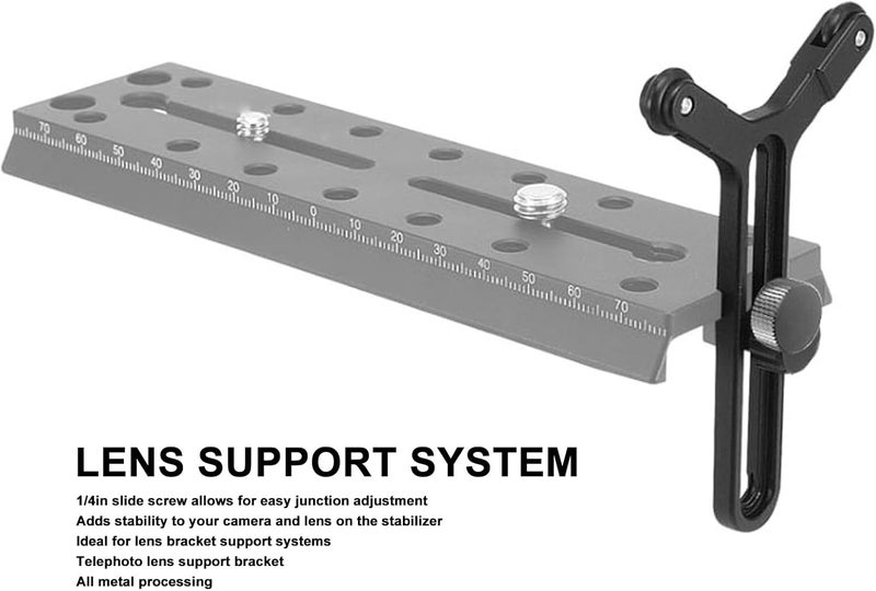 Y Bracket Lens Support System with Double Wheels, Adjustable Long Lens Support Frame for Ronin S and SC Gimbal Stabilizer, Telephoto Lens Mount Bracket - Image 3