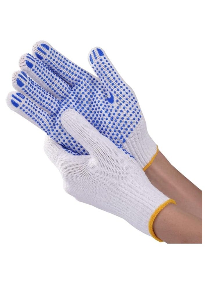 VINSTAR 24 Pairs Multipurpose Safety Cotton Gloves, Anti-slip, Stretchy Durable For Men Women, Winter Dots Flip Resistant, Grip Repairing Builder Construction, Gardening, Housework, Skincare -White - Image 3