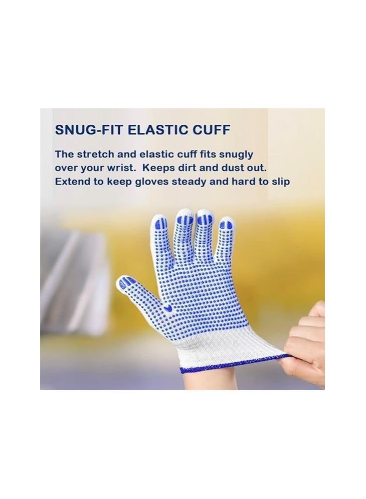 VINSTAR 24 Pairs Multipurpose Safety Cotton Gloves, Anti-slip, Stretchy Durable For Men Women, Winter Dots Flip Resistant, Grip Repairing Builder Construction, Gardening, Housework, Skincare -White - Image 4