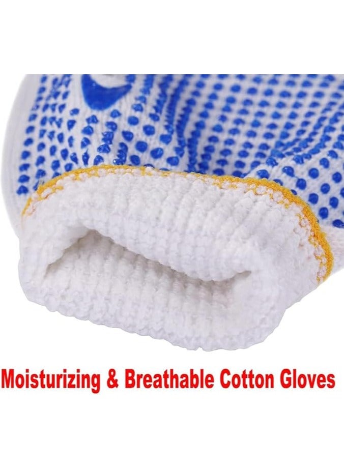 VINSTAR 24 Pairs Multipurpose Safety Cotton Gloves, Anti-slip, Stretchy Durable For Men Women, Winter Dots Flip Resistant, Grip Repairing Builder Construction, Gardening, Housework, Skincare -White - Image 5